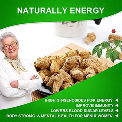 DABC OAK LAND American Ginseng Slices brewing in a cup suggesting natural energy support.