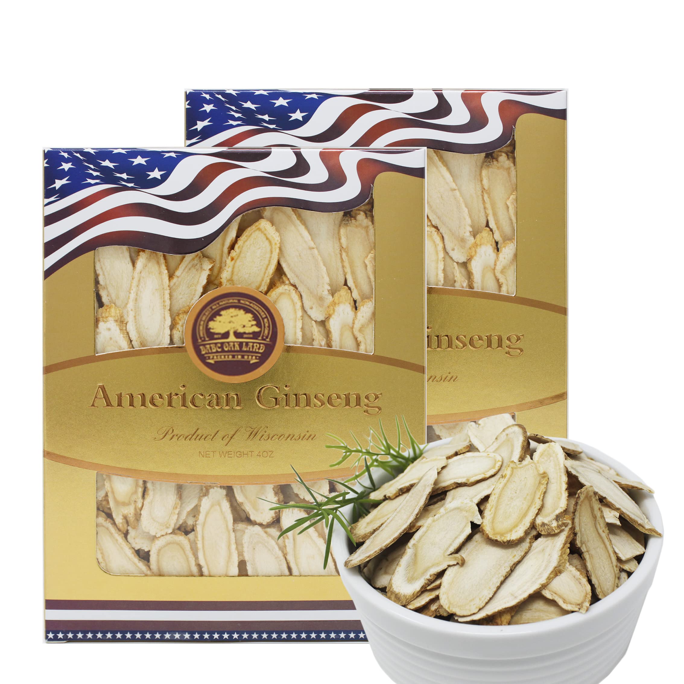 DABC OAK LAND American ginseng slices for tea infusion and energy support.