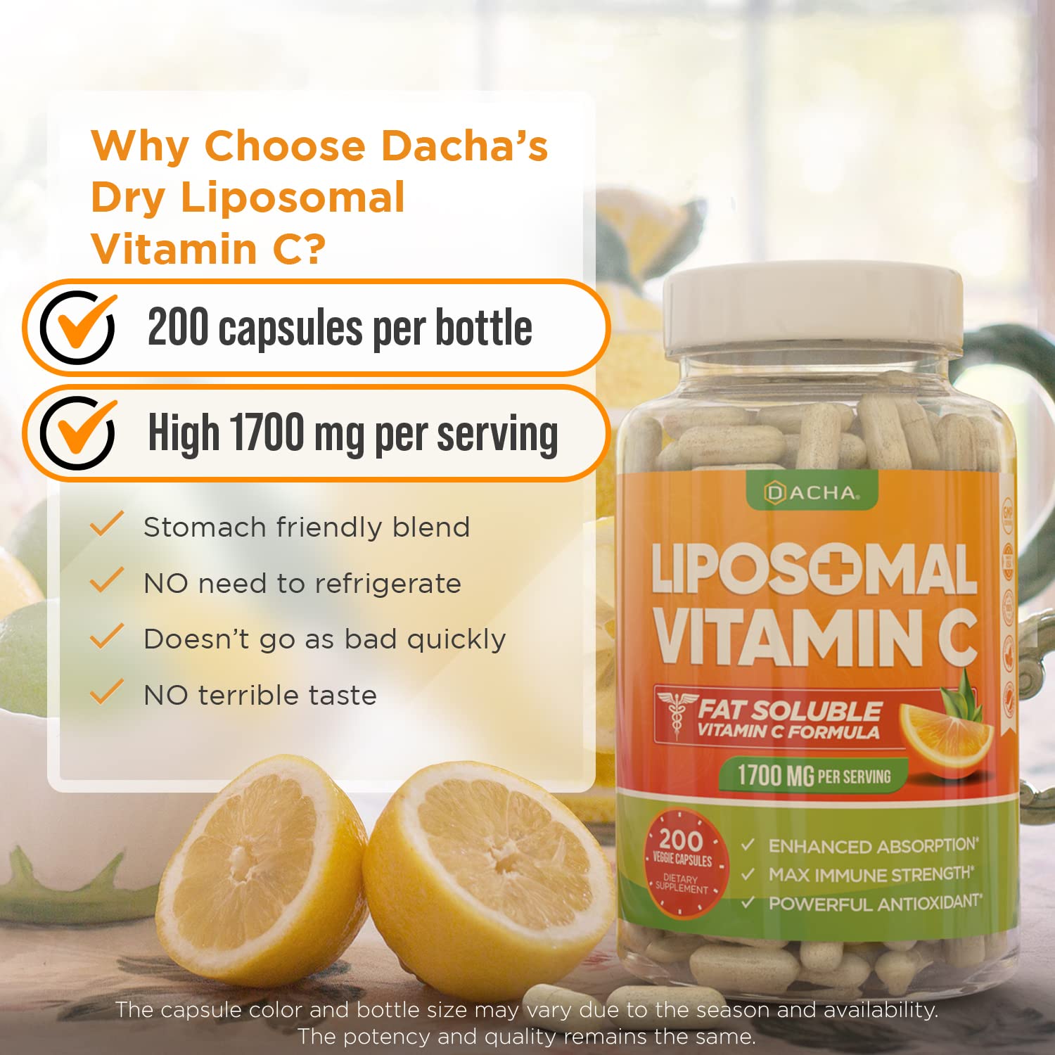 Packaging for DACHA Liposomal Vitamin C with full ingredient disclosure.