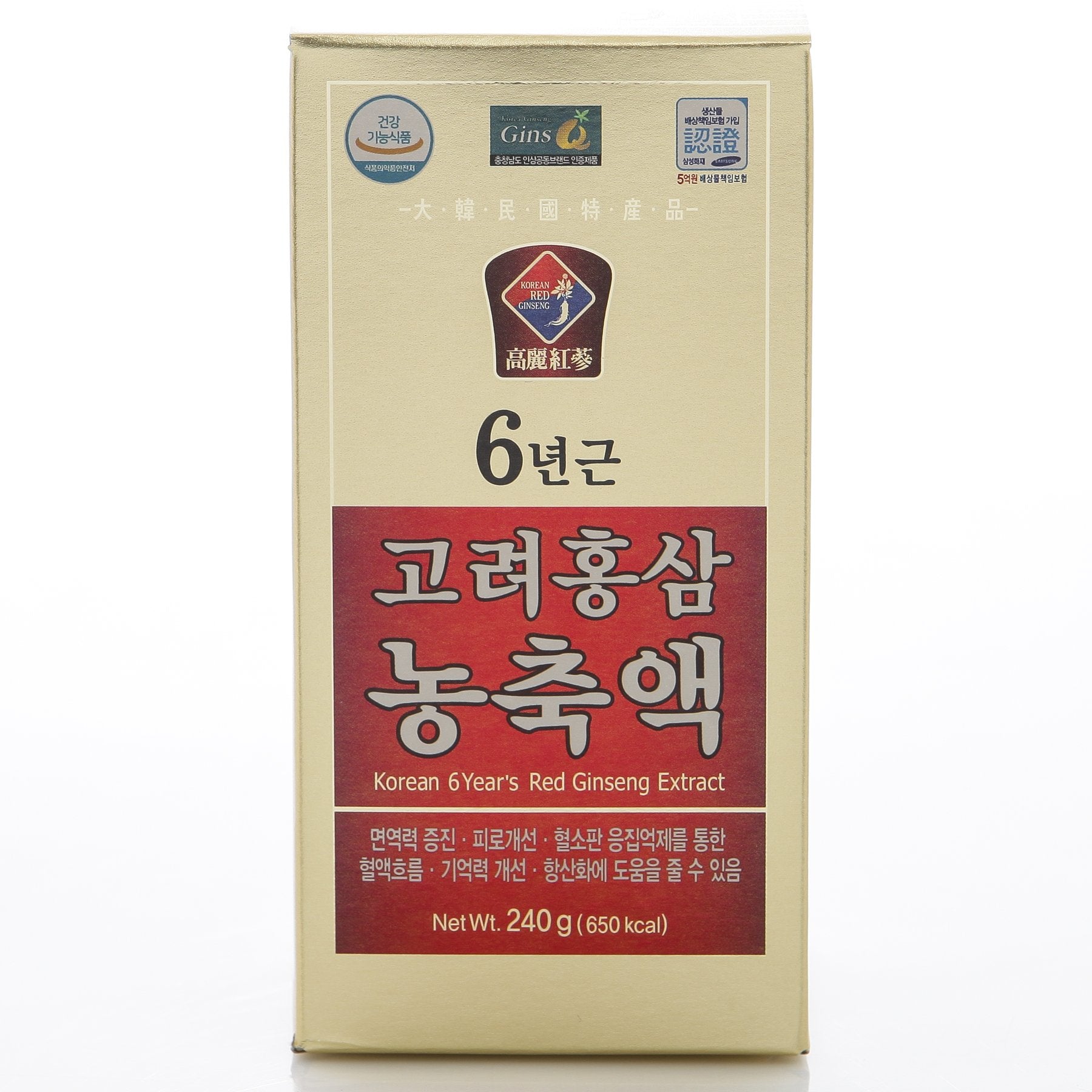 Daehan Red Ginseng 6-year roots close-up conveys premium quality for immune support