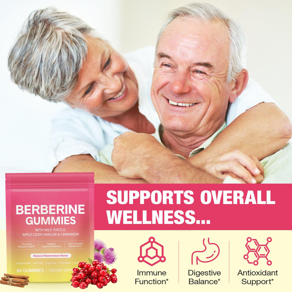 Daiasns Berberine Gummies jar on kitchen counter for on-the-go snacking.