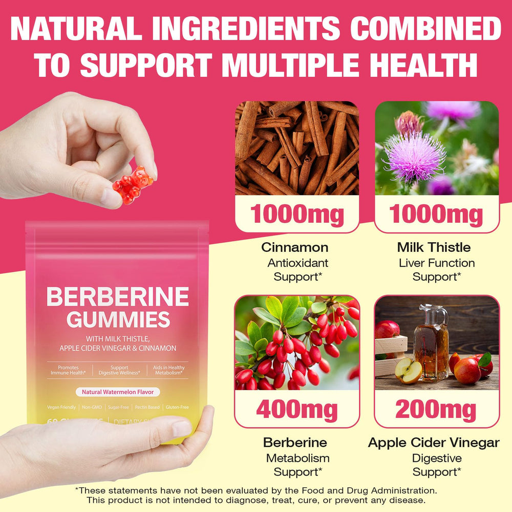 Daiasns Berberine Gummies milk thistle illustration on label.