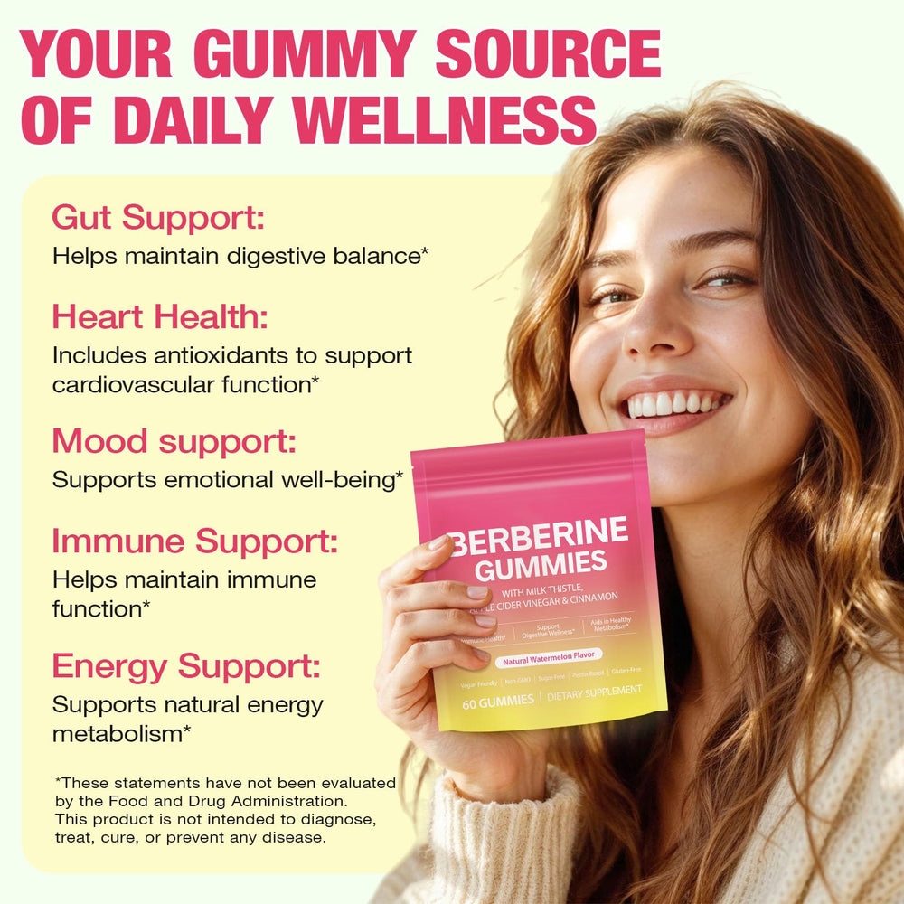 Daiasns Berberine Gummies sealed packaging highlighting 60-count bottle.