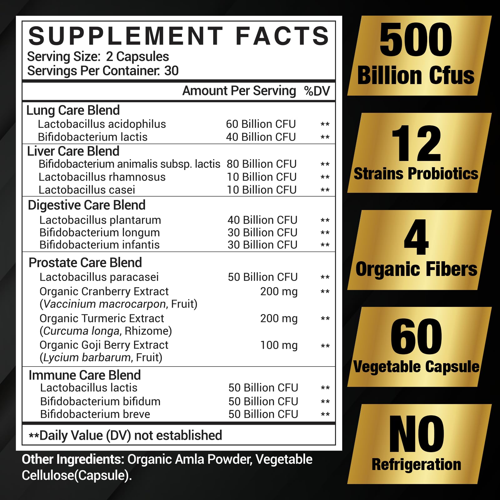 Dailanbu Probiotics for Men label highlights ingredients designed for comprehensive gut and immune support