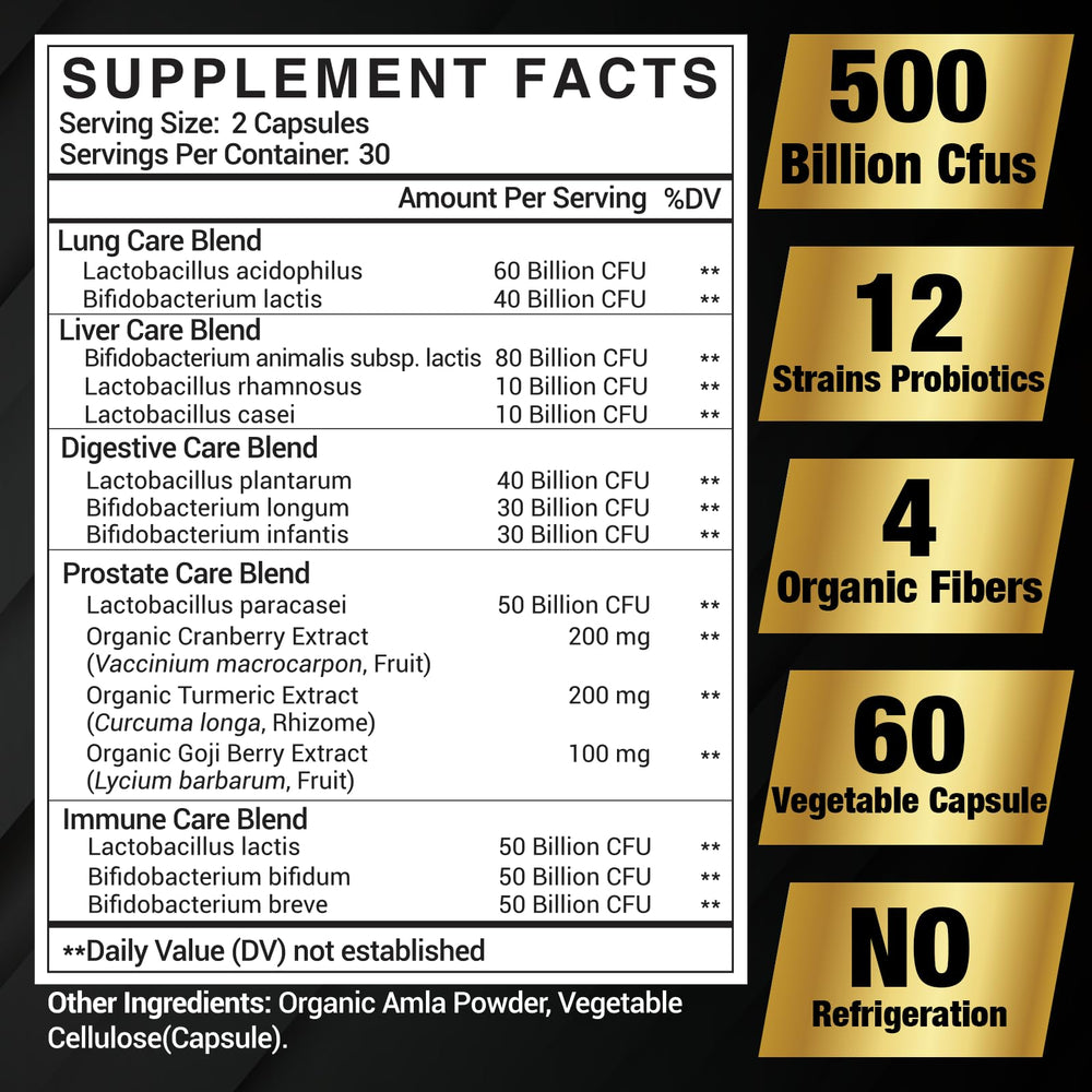 Dailanbu Probiotics for Men label highlights ingredients designed for comprehensive gut and immune support