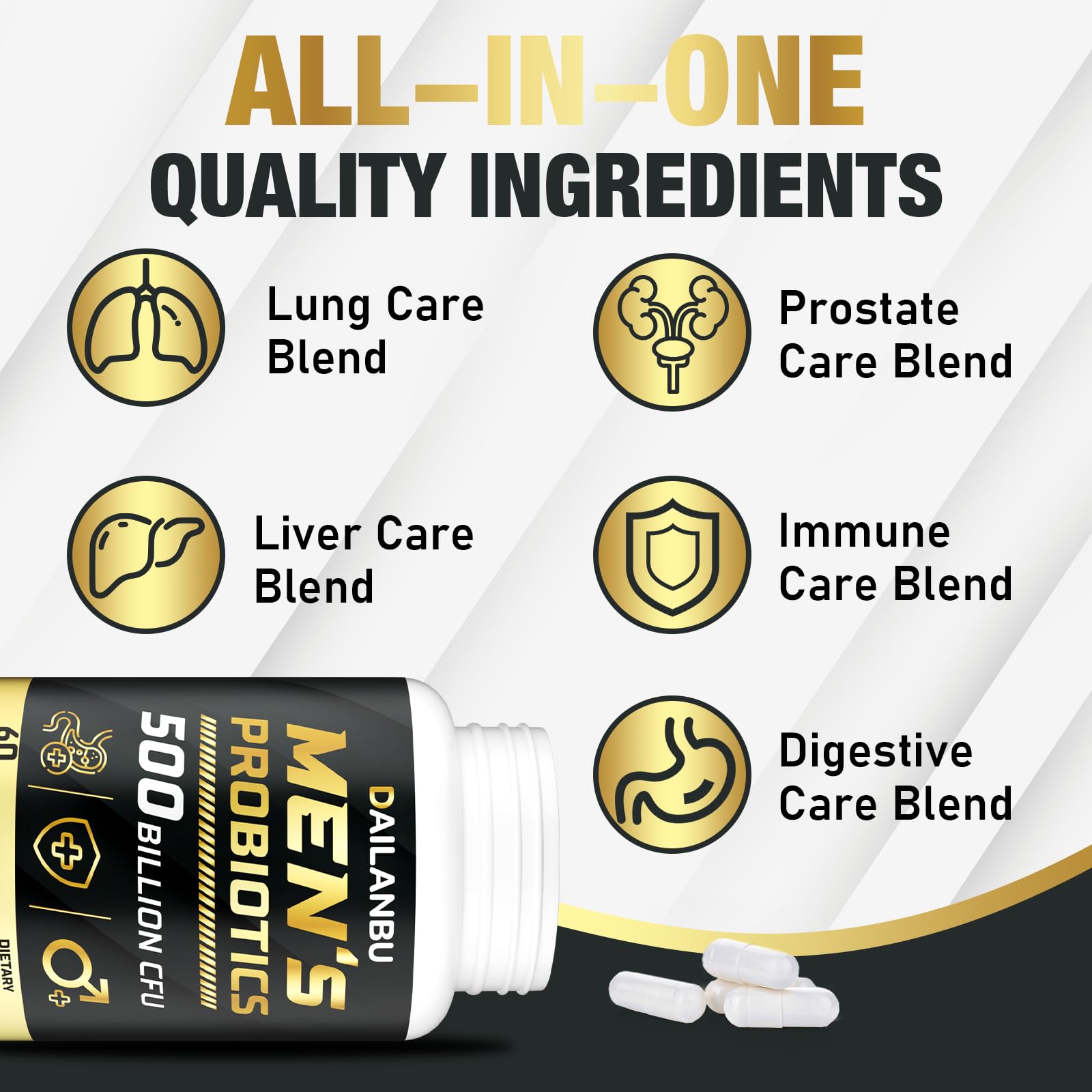 Dailanbu Probiotics for Men organic blend with turmeric and berries may support digestion