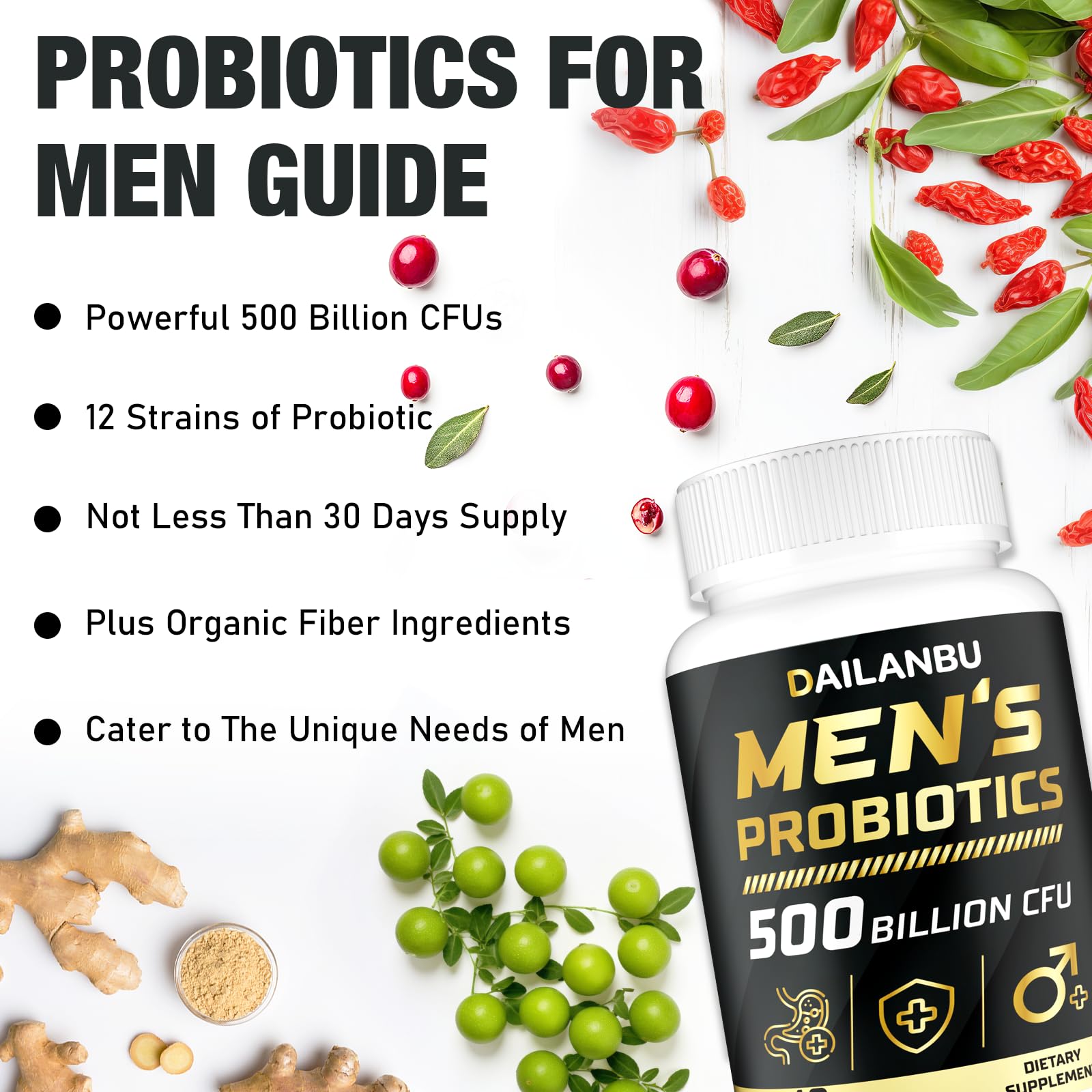 Dailanbu Probiotics for Men packaging image communicates quality and product reliability