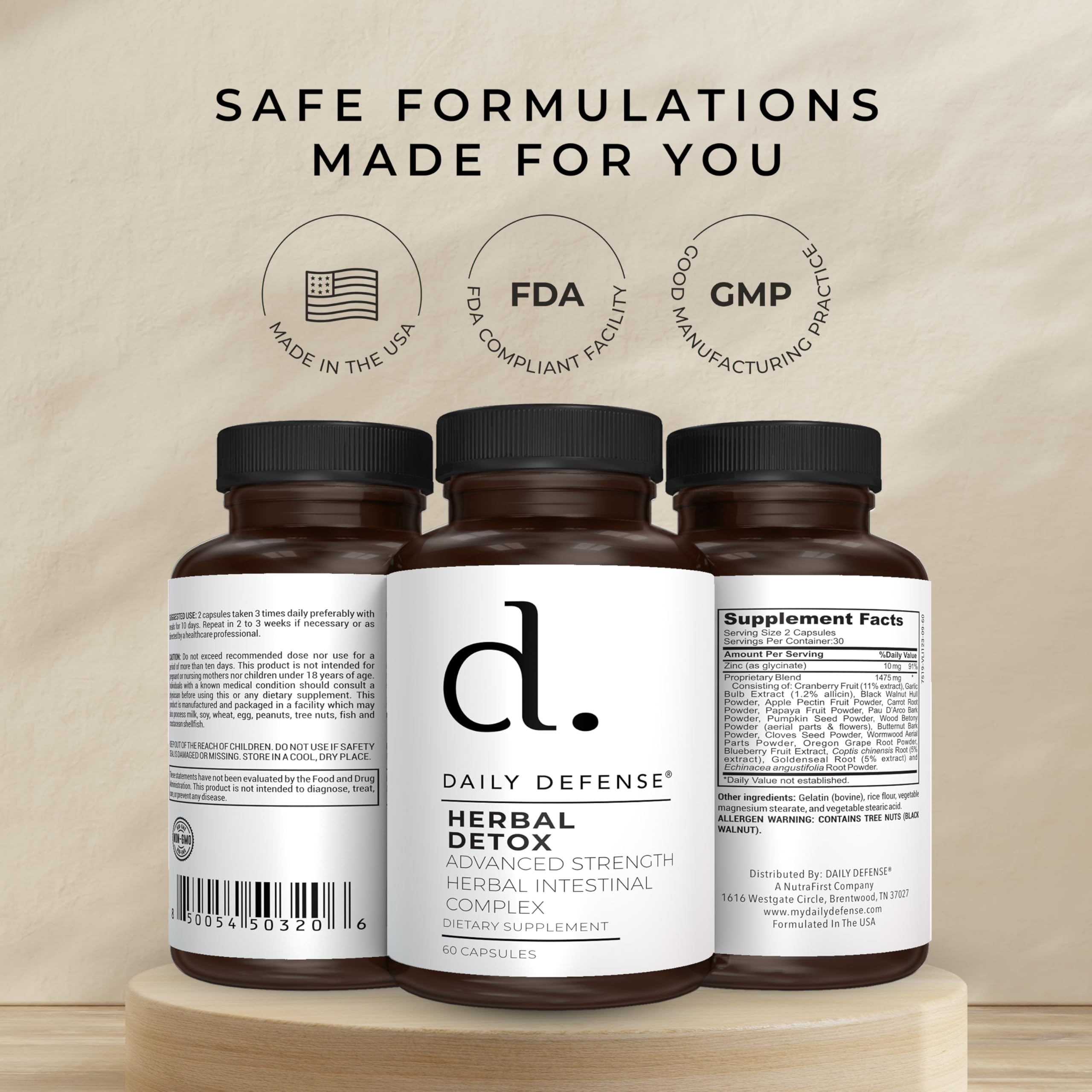 Daily Defense bottle and spoon-ready dose emphasizes easy daily intake