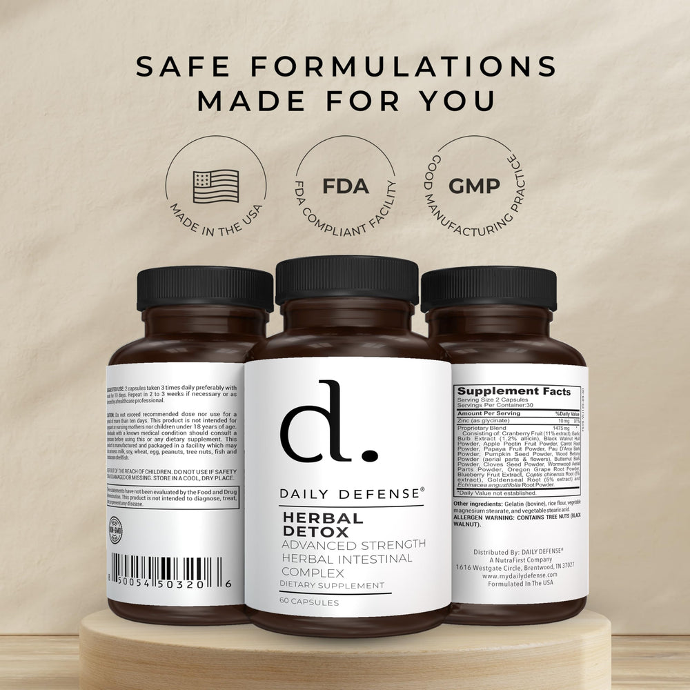 Daily Defense bottle and spoon-ready dose emphasizes easy daily intake