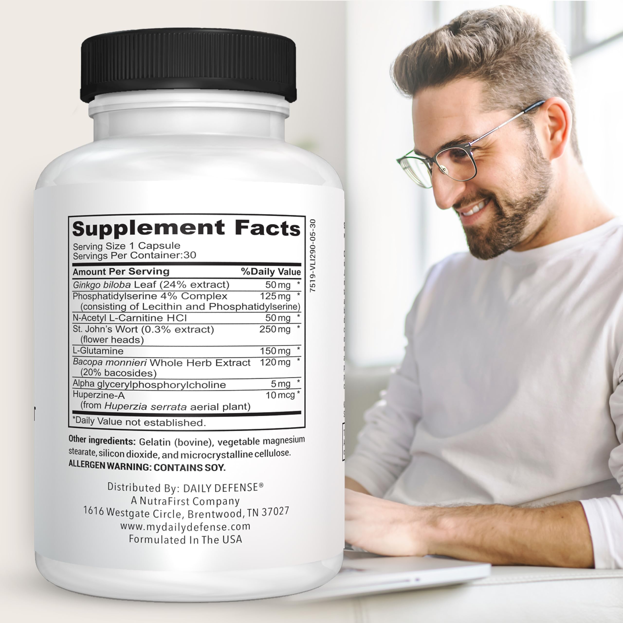 Daily Defense capsules closeup highlighting compact, easy-to-take form.