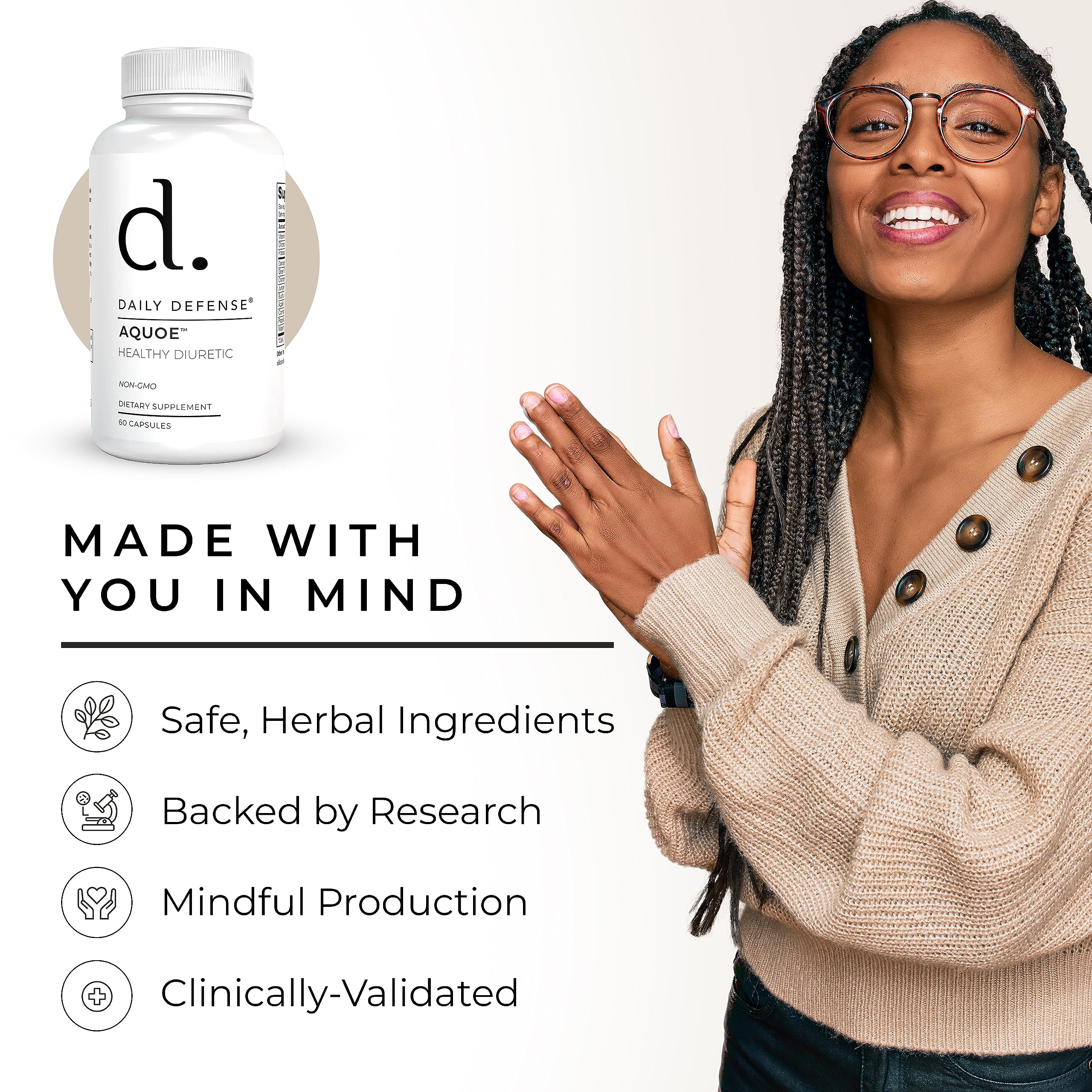 Daily Defense diuretic-capsules-closeup highlights easy-swallow design