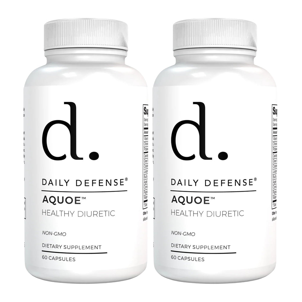 Daily Defense water pills bottle front shows the 120-count diuretic formula for bloating support