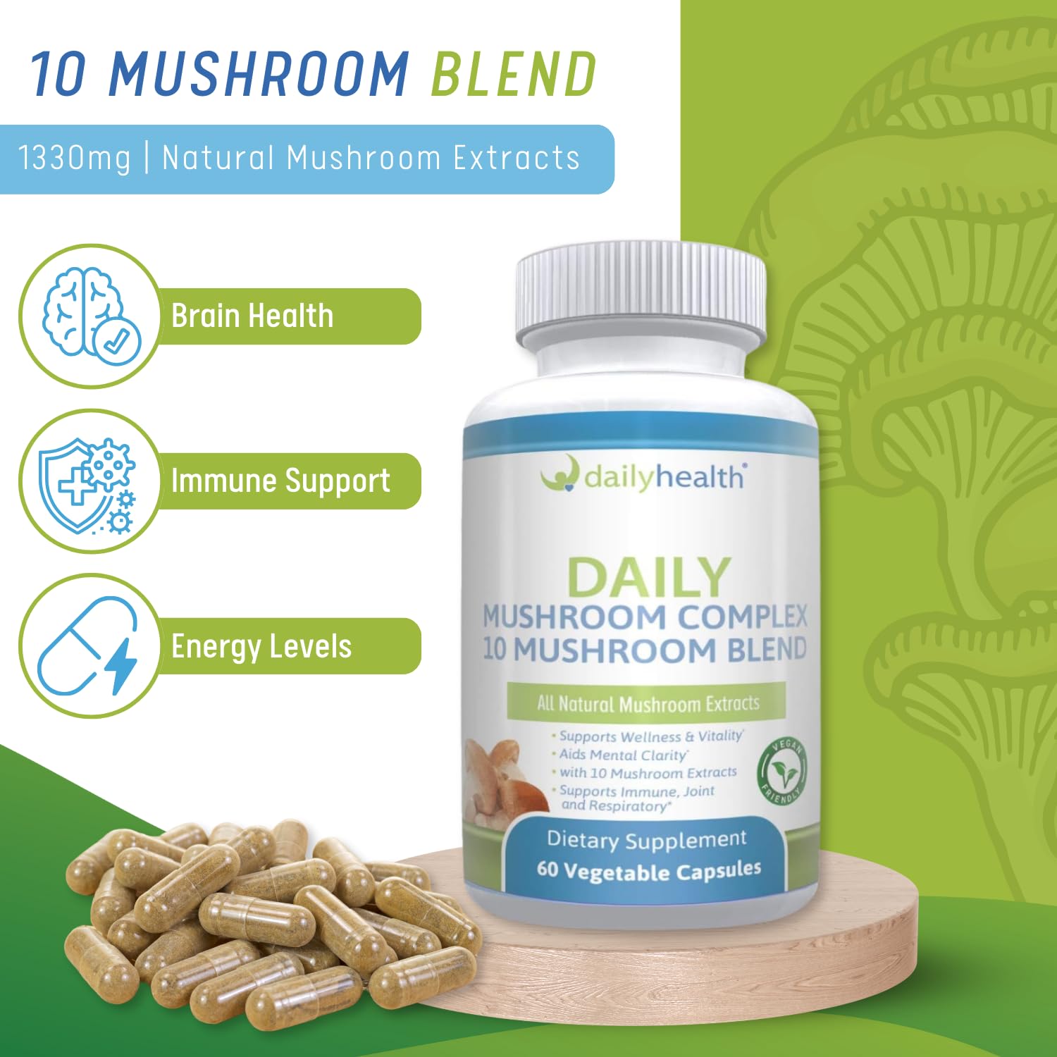 Daily Health capsules on white background for convenient daily cognitive support