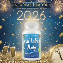 Daily Health coral calcium Okinawa capsules-closeup; highlights mineral-rich blend.