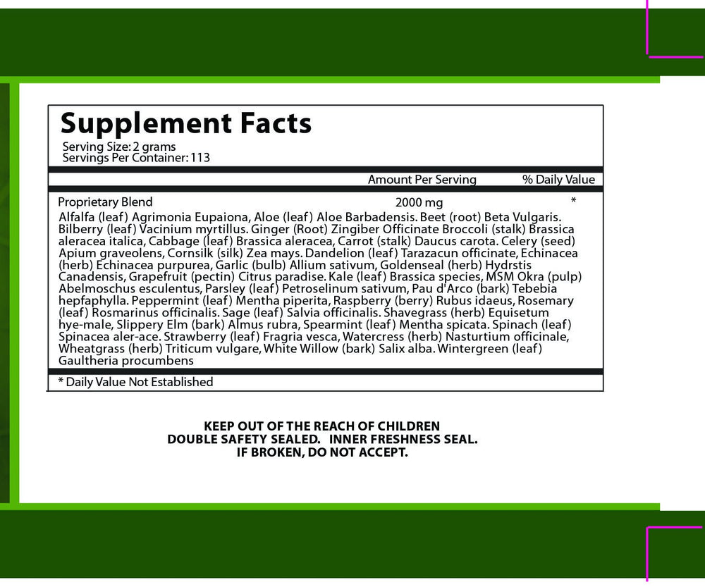 Daily Health Ultimate Greens daily-use reminder emphasizes simple three-times-a-day routine