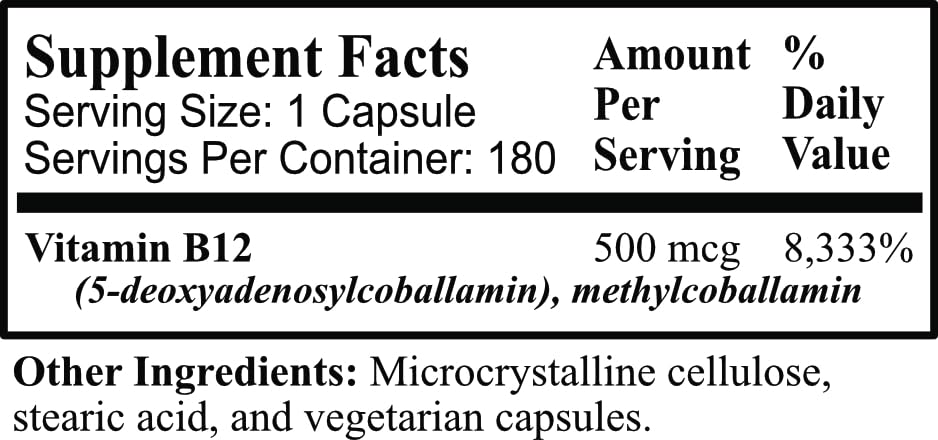 Daily Manufacturing Activated B12 label and bottle on shelf; high-potency vegan vitamin.