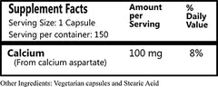 Daily Manufacturing Calcium Aspartate capsule for 100 mg elemental calcium per serving