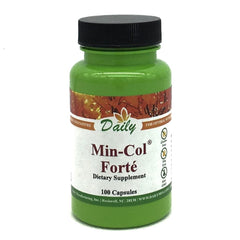 Daily Manufacturing Min-Col Forté bottle front showing natural mineral support for daily needs