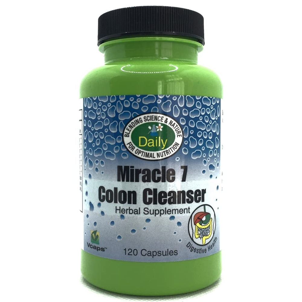 Daily Manufacturing Miracle 7 Colon Cleanser packaging highlights easy daily use