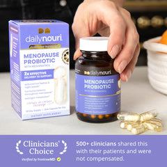 Daily Nouri Menopause Probiotic capsules ready for daily use