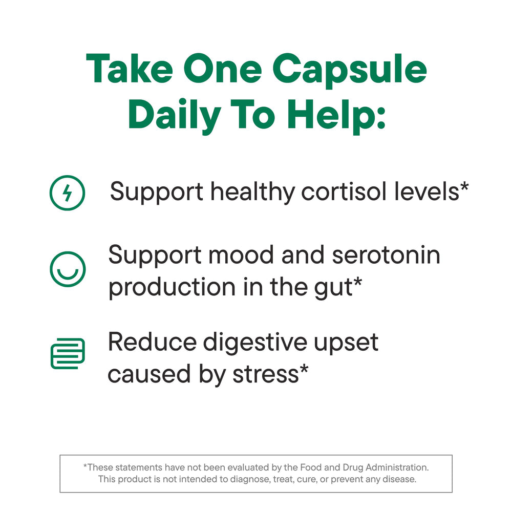 Daily Nouri Stress Support capsules closeup showing capsule size and texture.