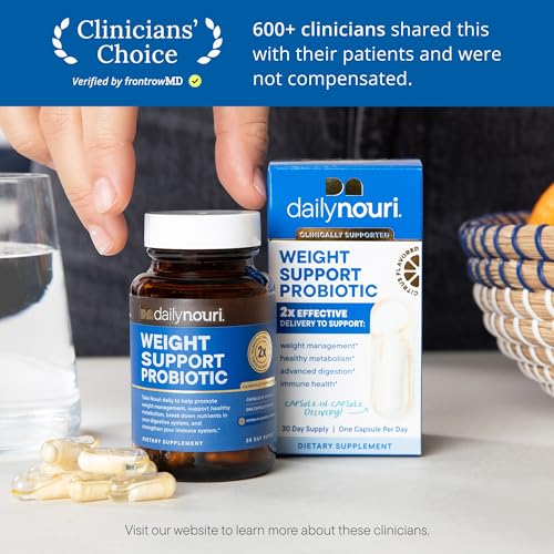 Daily Nouri Weight Health capsules with protective vegan omega oil layer.