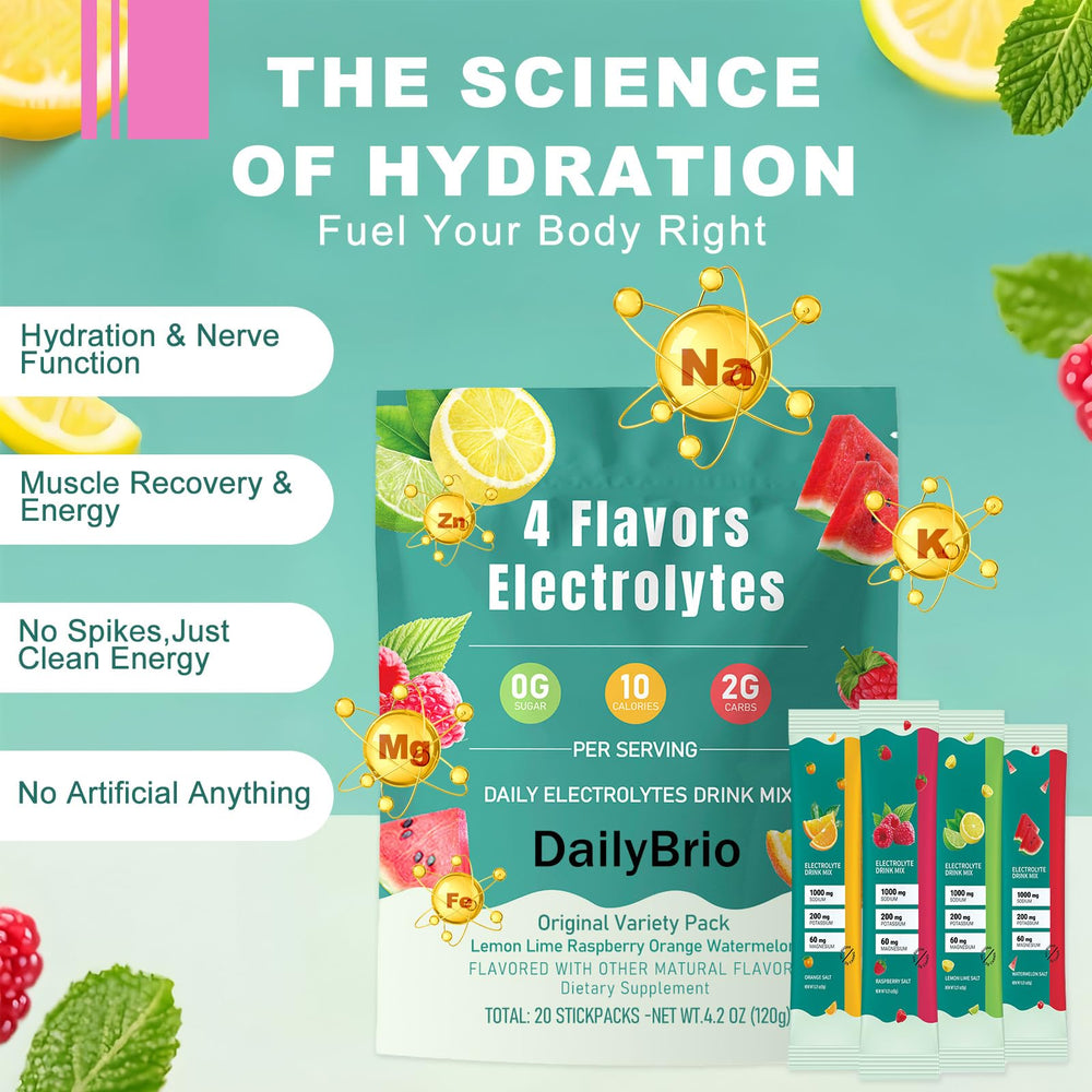 DailyBrio athletic-bottle electrolyte mix enhances hydration during gym sessions