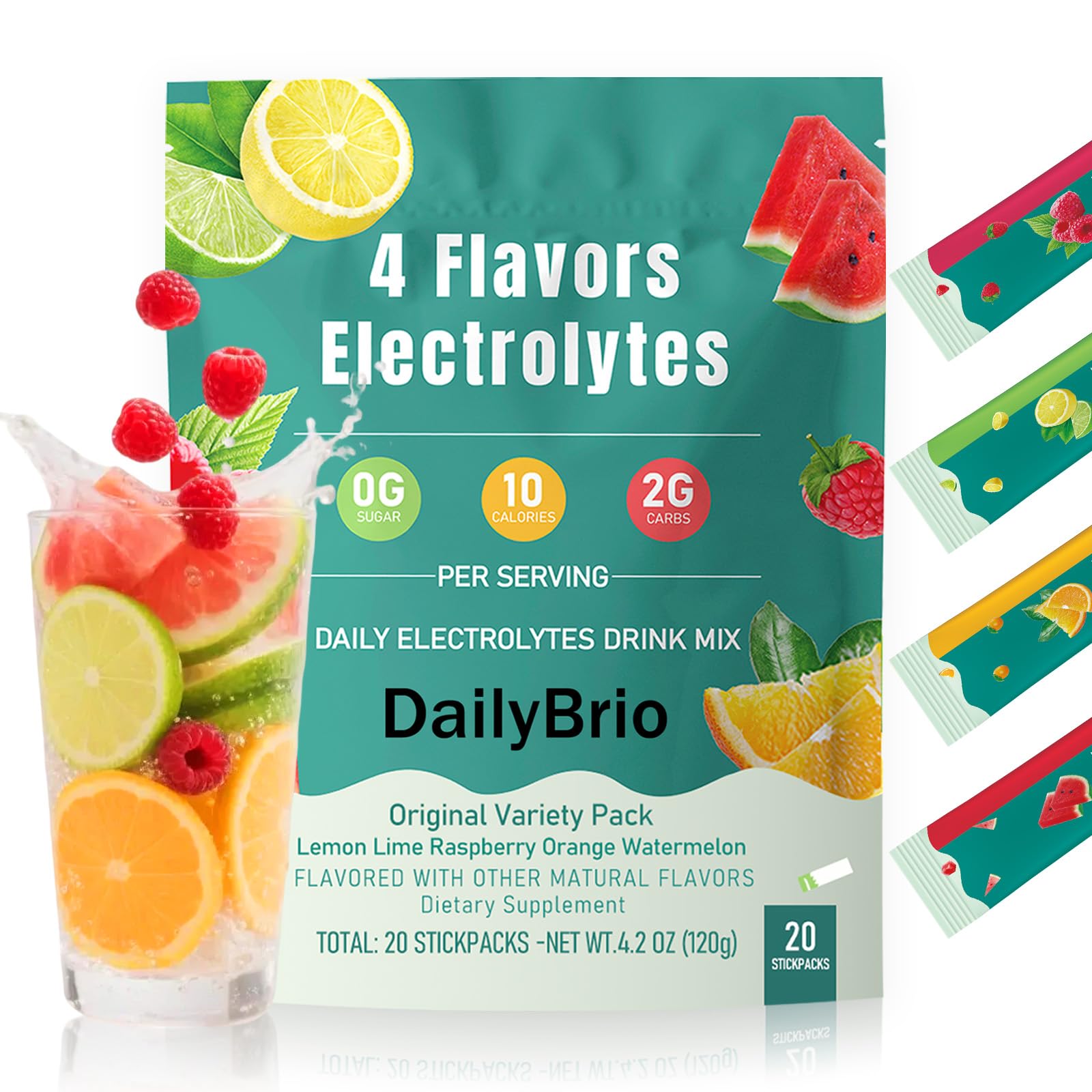 DailyBrio lemon-lime sugar-free electrolyte packet for quick hydration during workouts