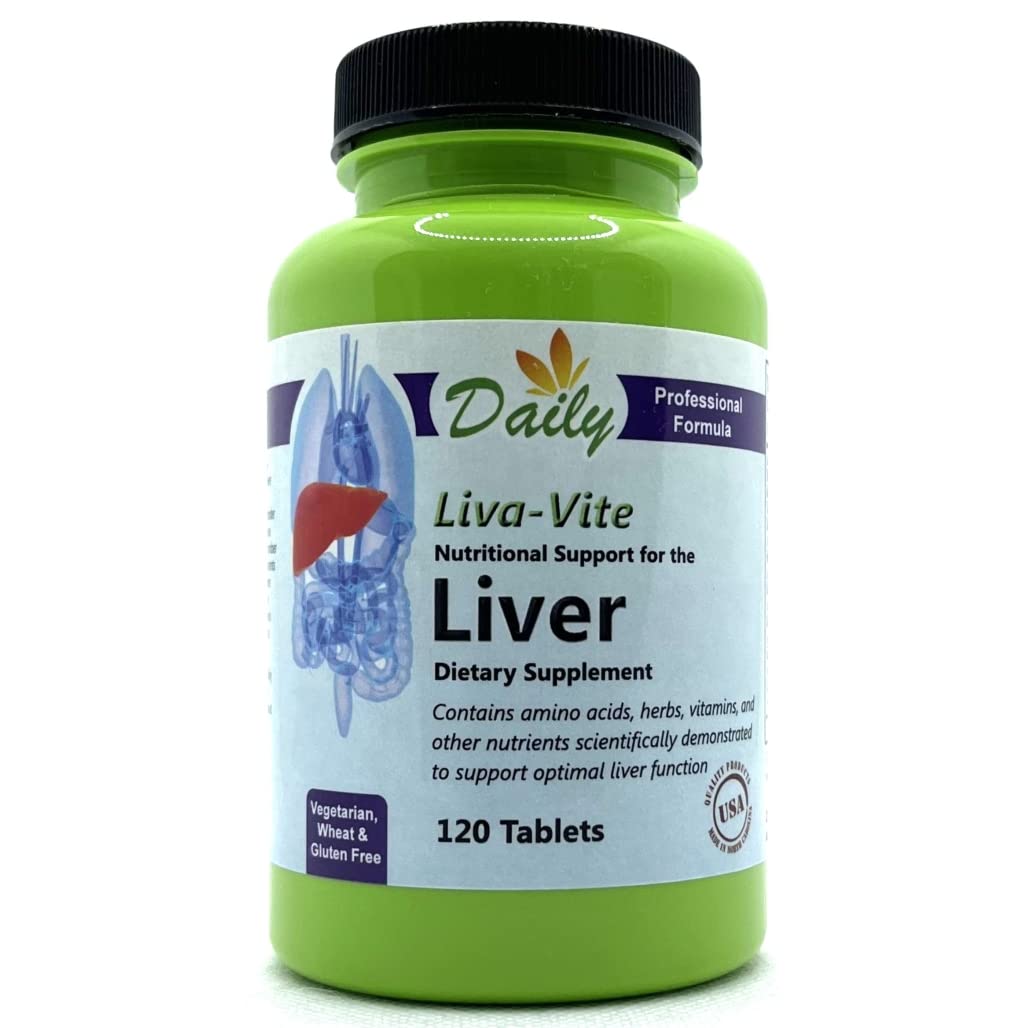 Daily Manufacturing Liva-Vite bottle front promotes a daily liver-support routine.