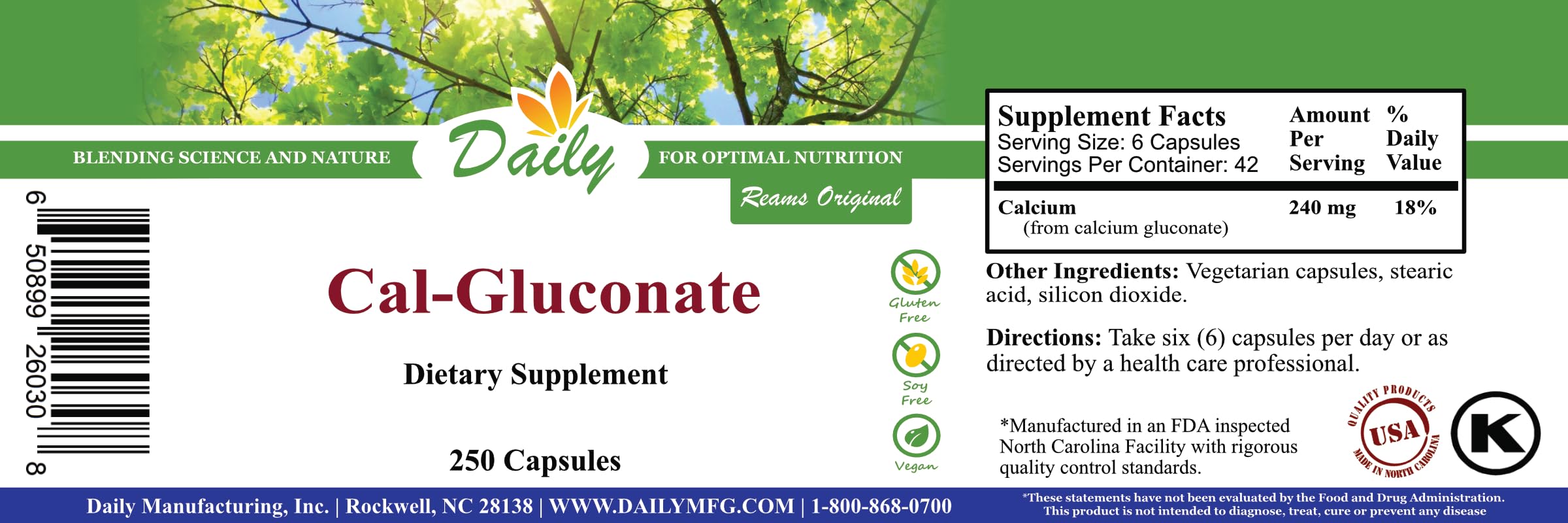 Daily Manufacturing Calcium Gluconate capsules, vegetarian and easy to swallow
