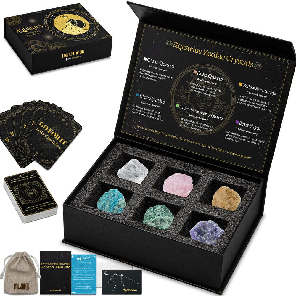 DailyMoon 12 Zodiac Crystals Gift Set front view for elegant display and gifting.