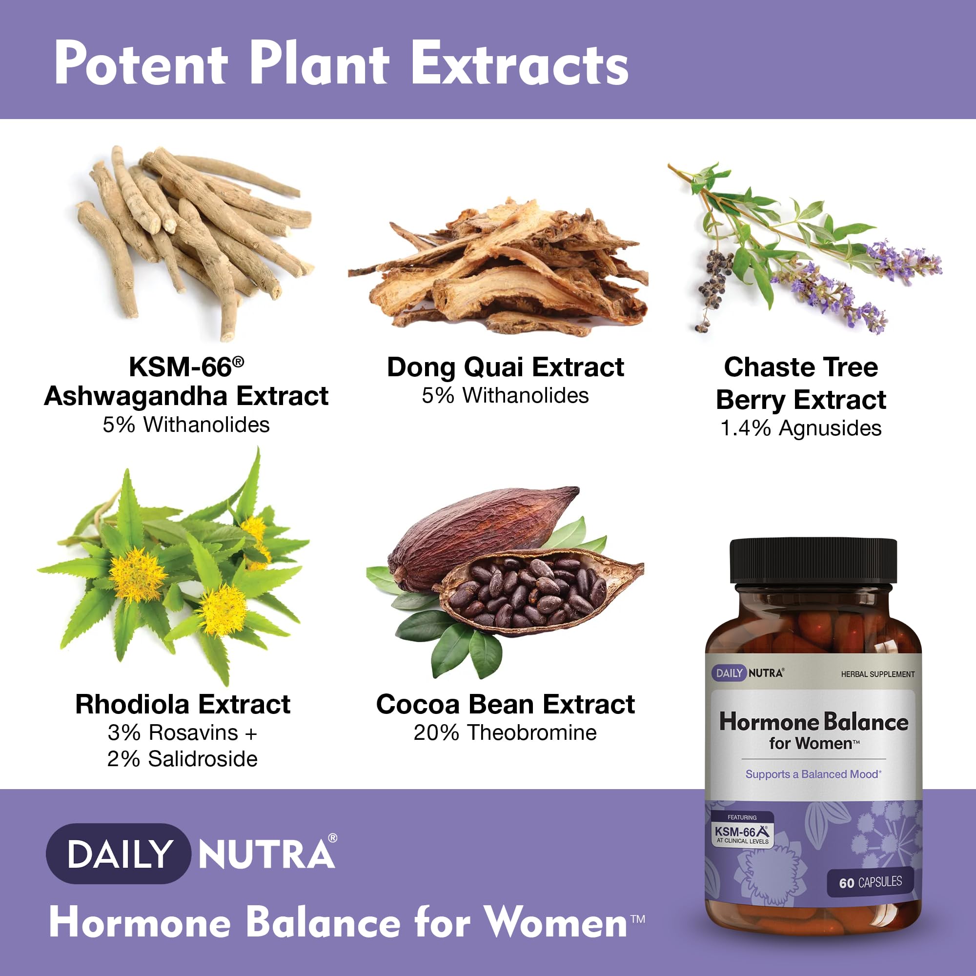 DailyNutra Hormone Balance with Chaste Tree Berry supports menstrual comfort.
