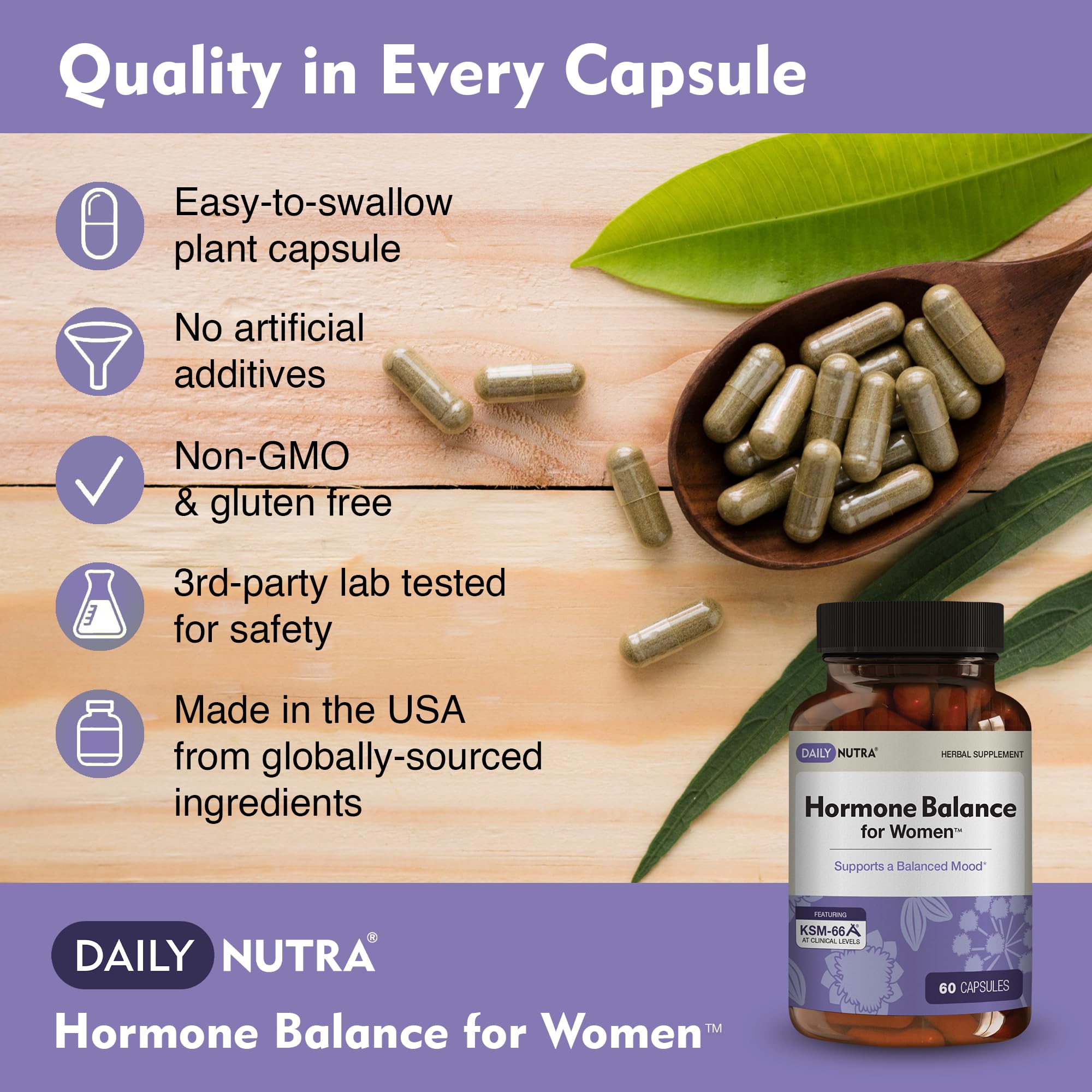DailyNutra Hormone Balance Rhodiola extract supports mental clarity during PMS.