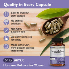 DailyNutra Hormone Balance Rhodiola extract supports mental clarity during PMS.