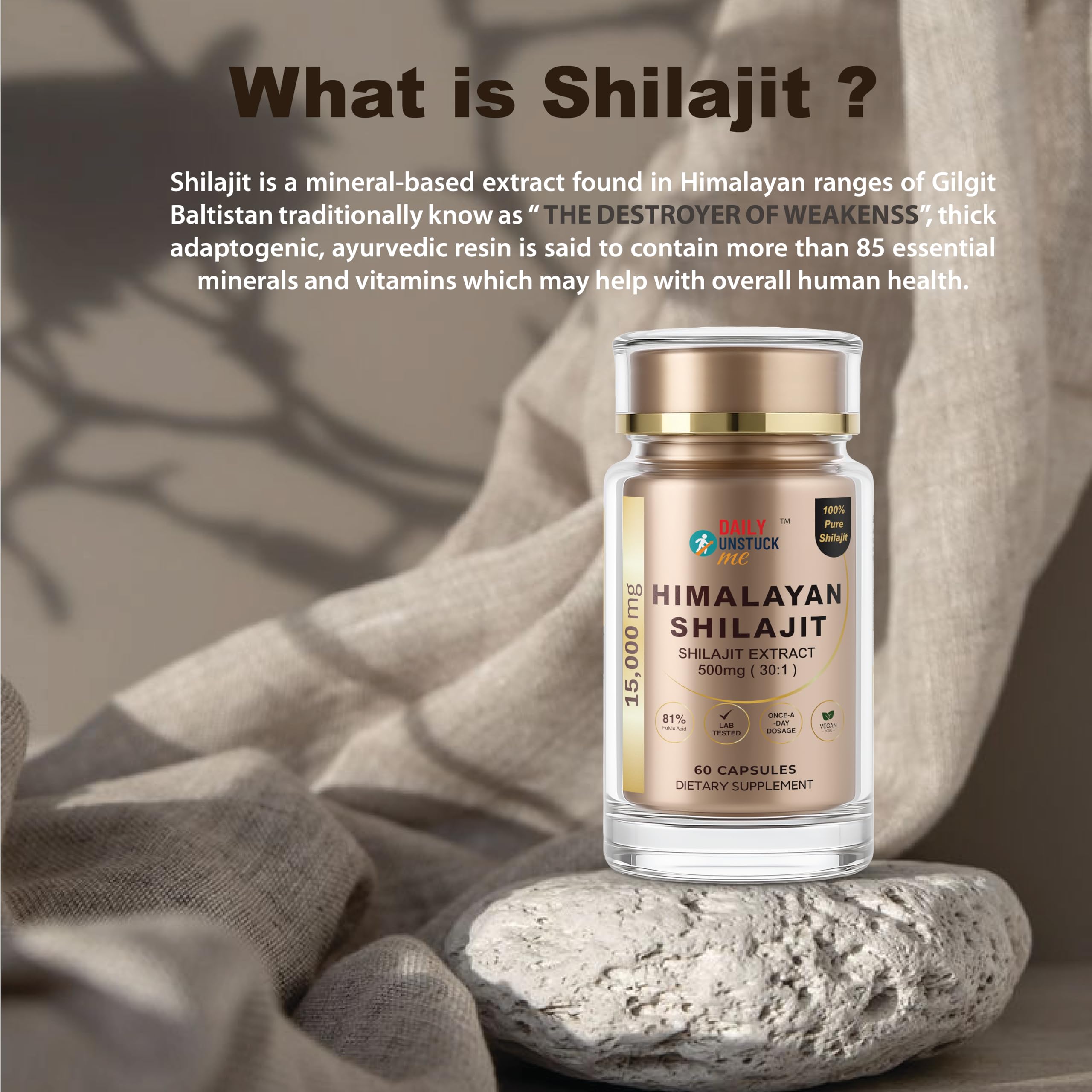 Daily Unstuck Me Shilajit supports women's daily energy and stamina.