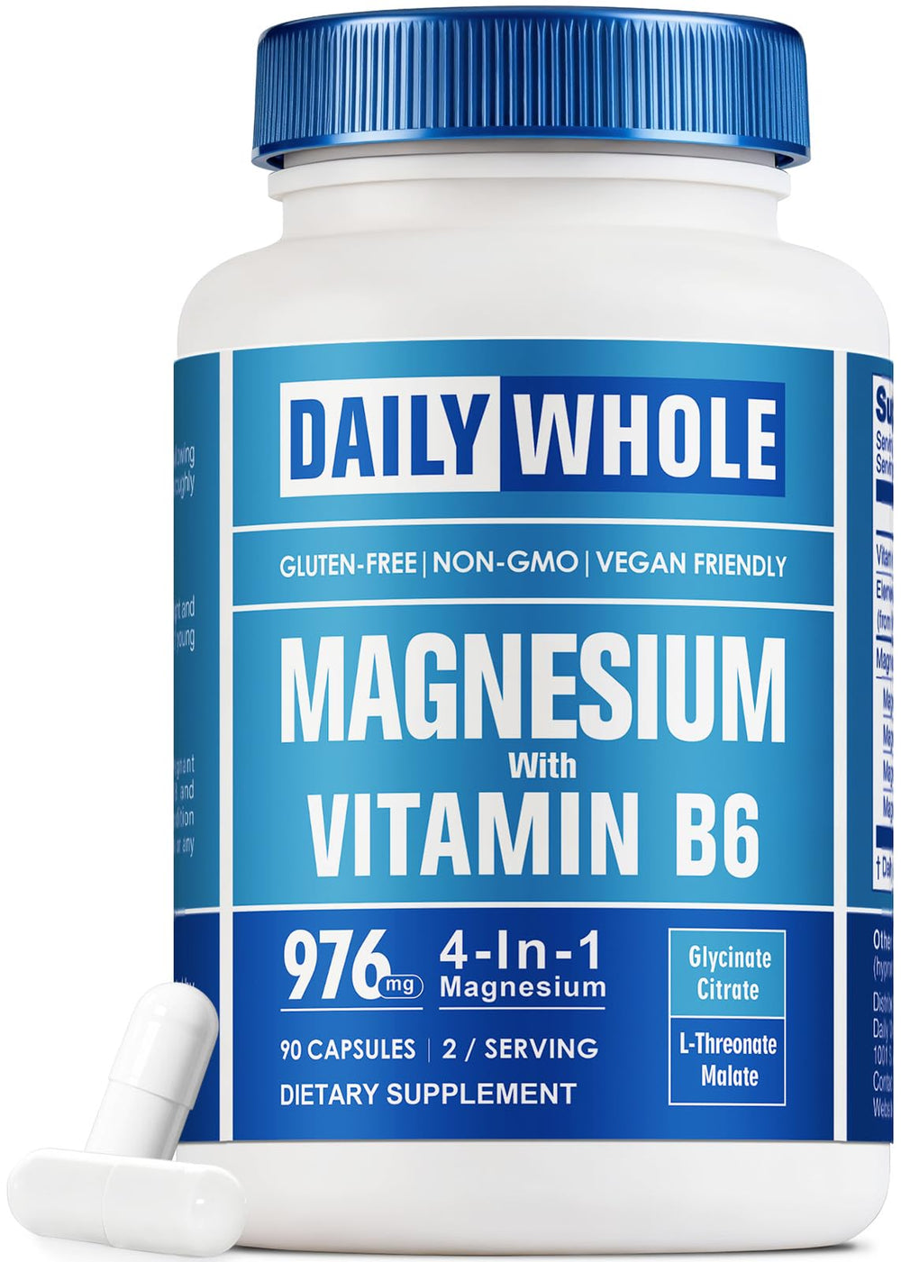 DailyWhole magnesium glycinate 4-in-1 complex bottle displaying balanced minerals for daily wellness.