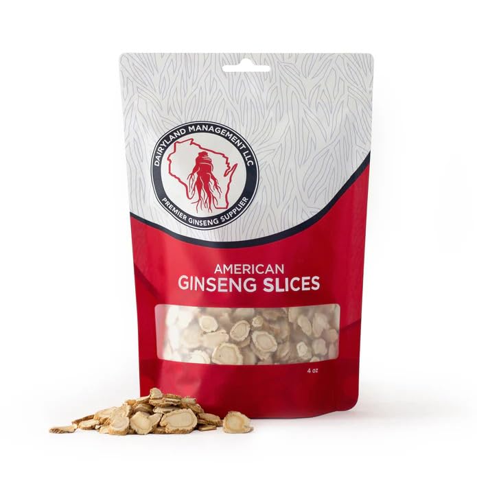 Dairyland American ginseng slices in a pack, ideal for soups and teas.