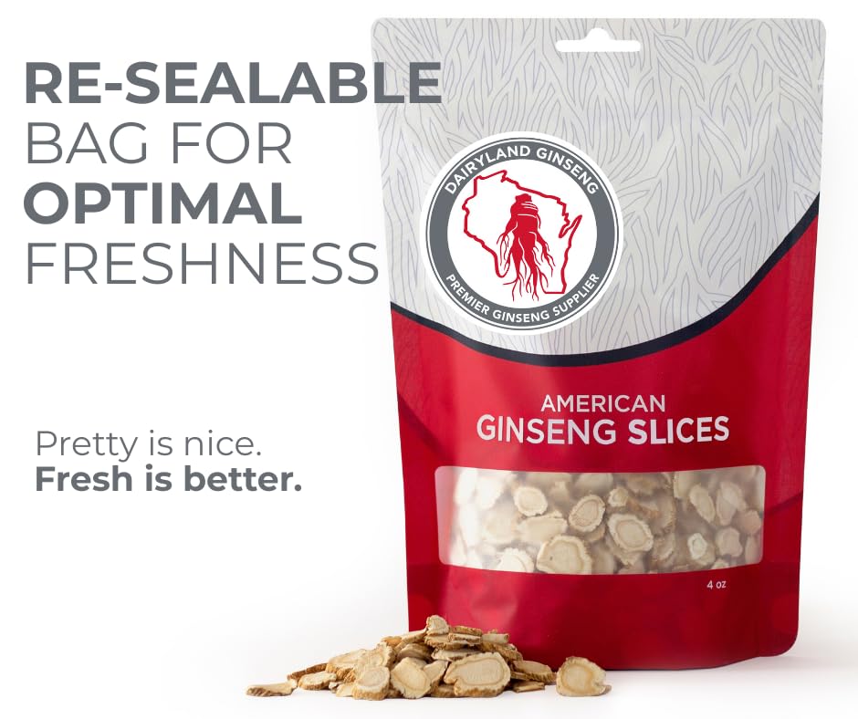 Dairyland ginseng slices in tea for a comforting herbal cup.
