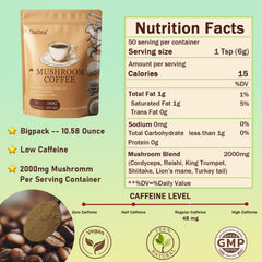 Daitea Mushroom Coffee pouch side highlighting resealable packaging for freshness.