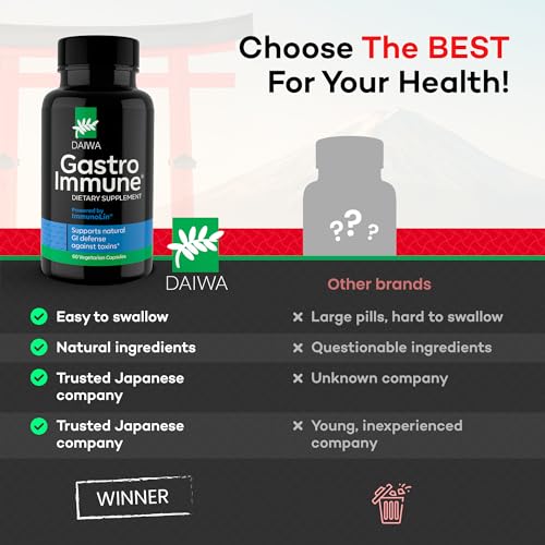 Daiwa GastroImmune box and bottle highlighting 60 capsules supply for daily use