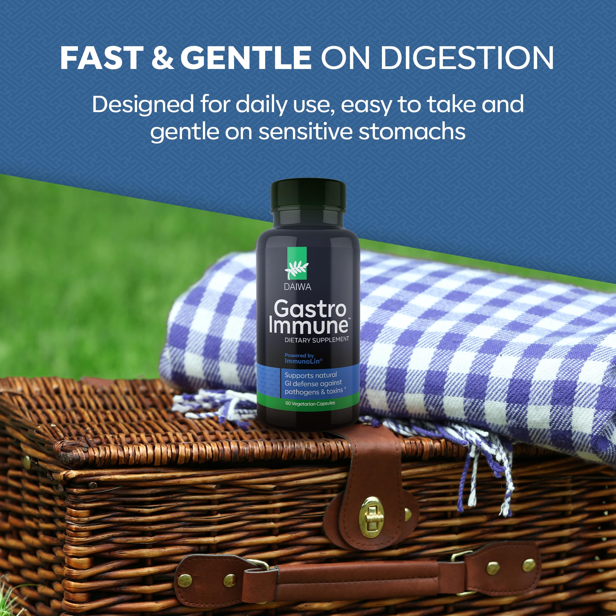 Daiwa GastroImmune non-GMO label highlighted for a clean wellness choice