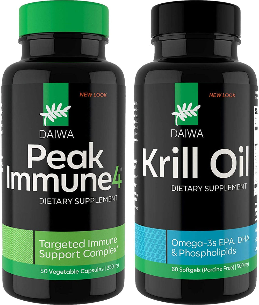 Daiwa PeakImmune4 bottle-front view highlights premium packaging for daily immune support.