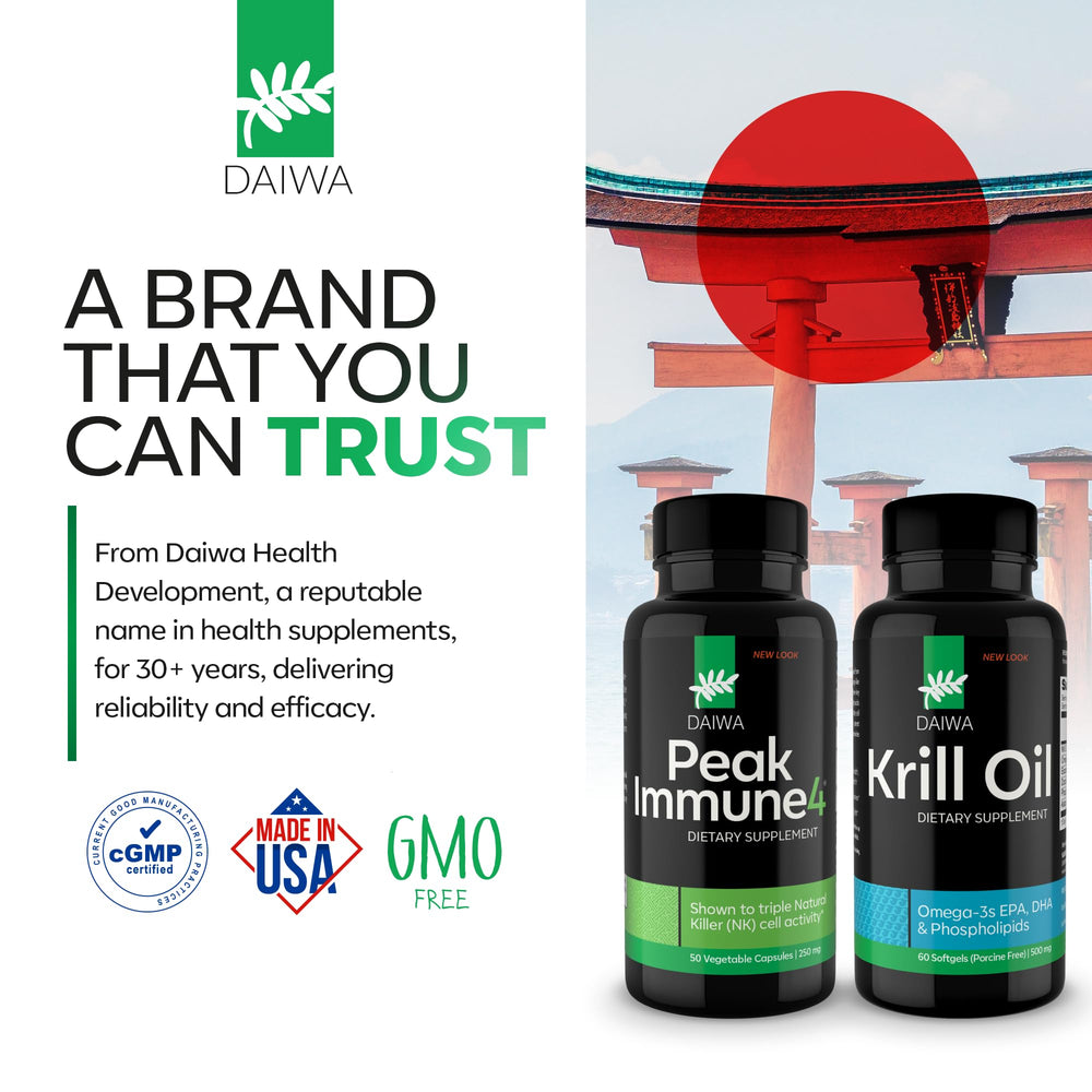 Daiwa PeakImmune4 capsules in a daily routine context.