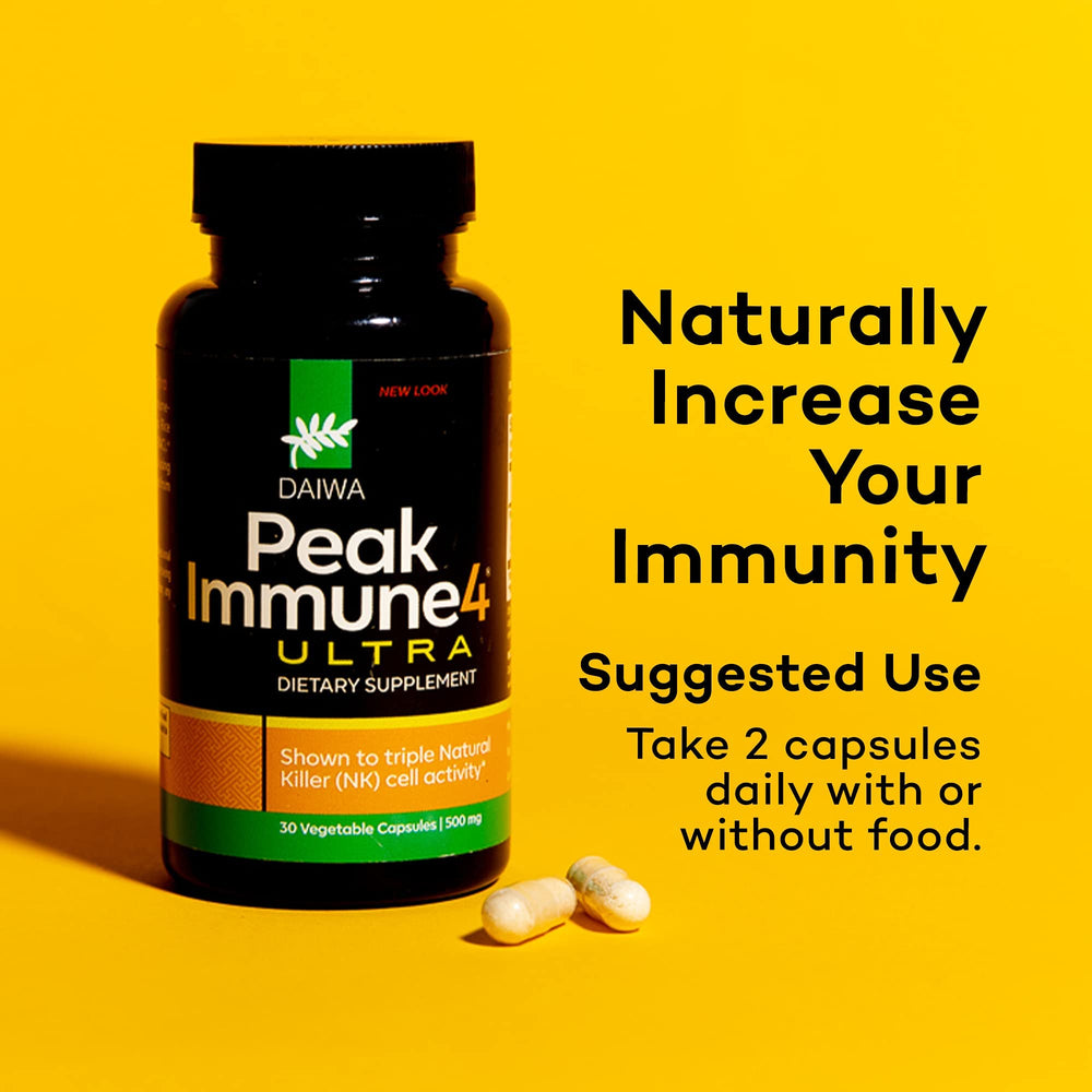 Daiwa PeakImmune4 ingredients featuring rice bran and shiitake mycelia.