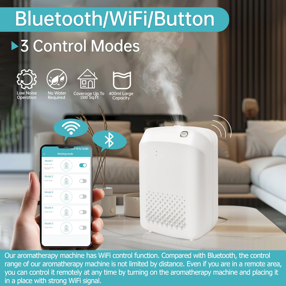 DAKISTF Scent Tech app control screen showing scheduling and remote start features.