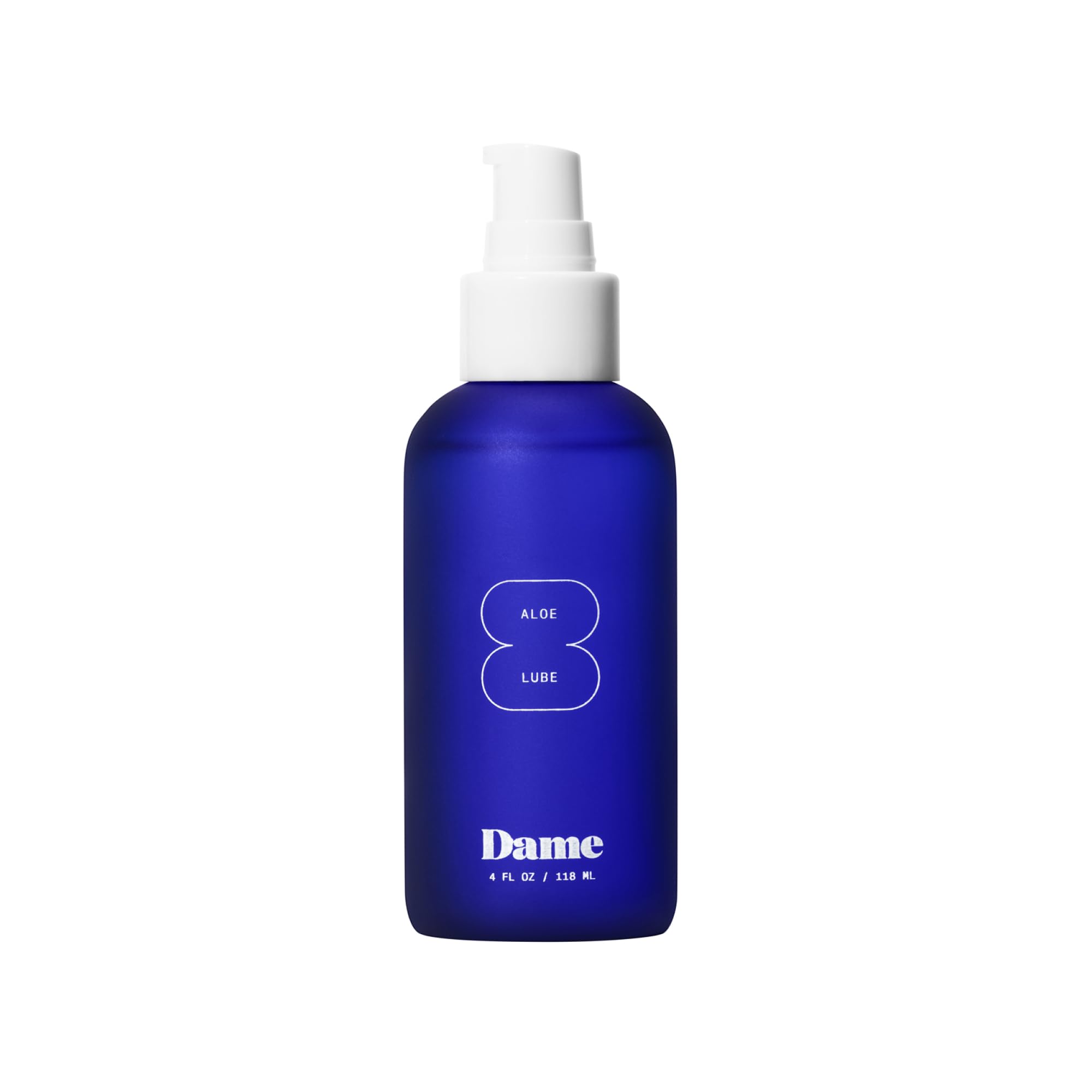 Dame Aloe Lube bottle pour showing silky glide for comfortable intimacy.