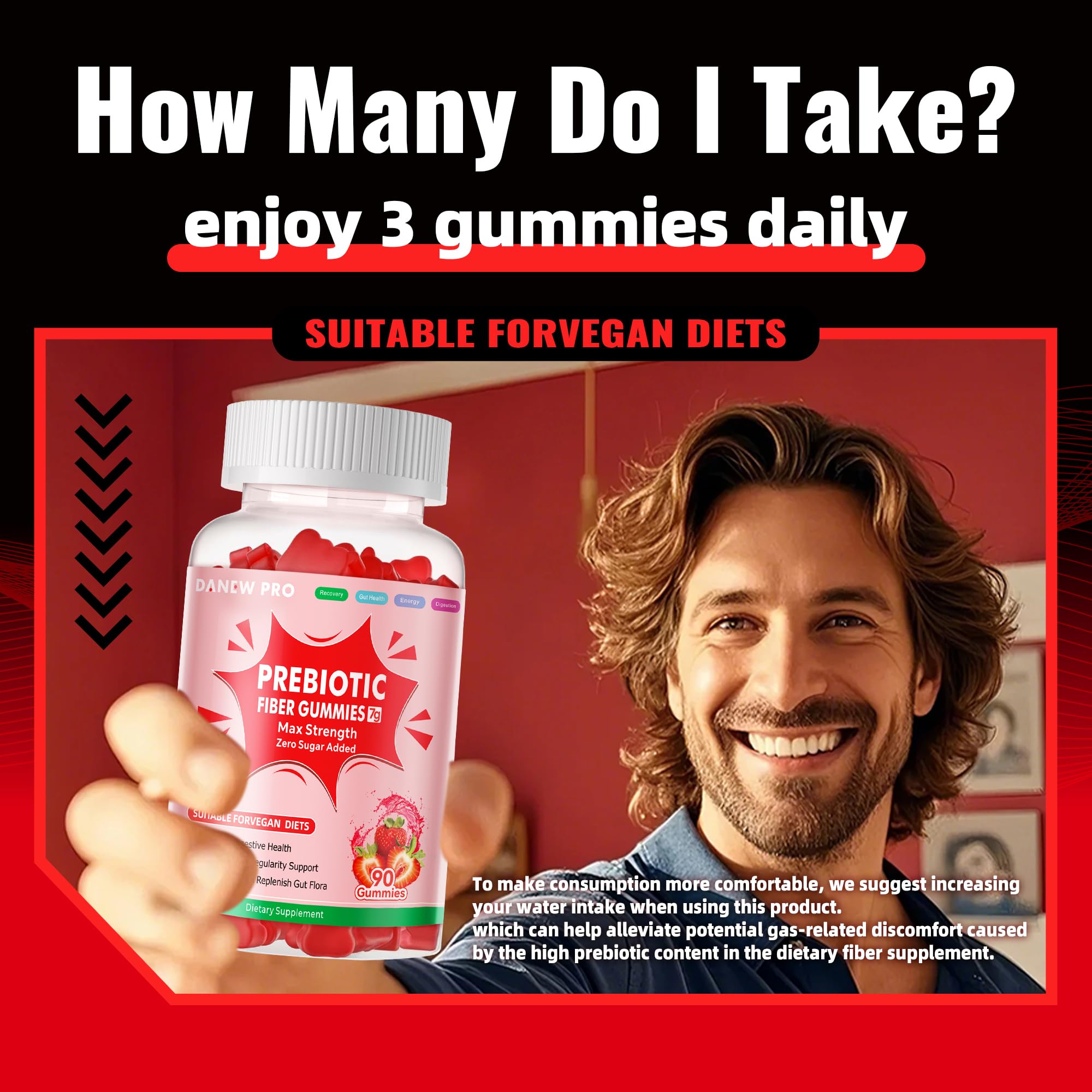 DANEW Pro bottle on kitchen counter signals easy daily fiber intake.