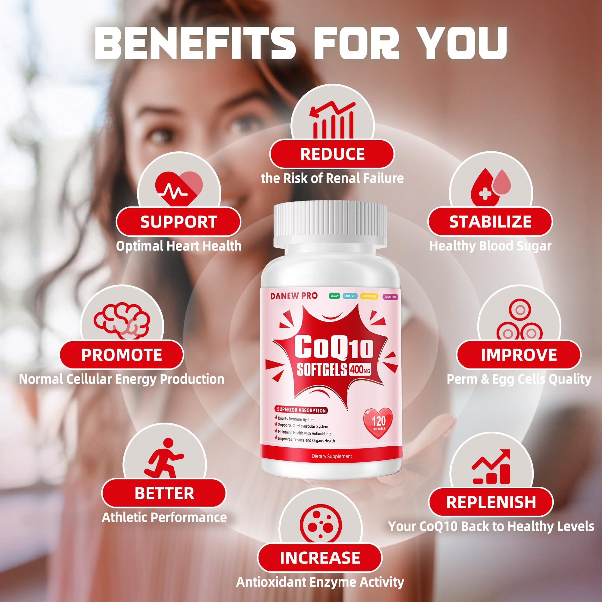 DANEW Pro CoQ10-400mg softgel omega-3 blend supports heart and sleep