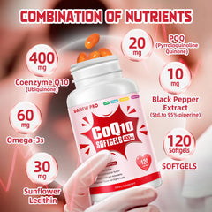DANEW Pro CoQ10-400mg softgel with PQQ and BioPerine for absorption