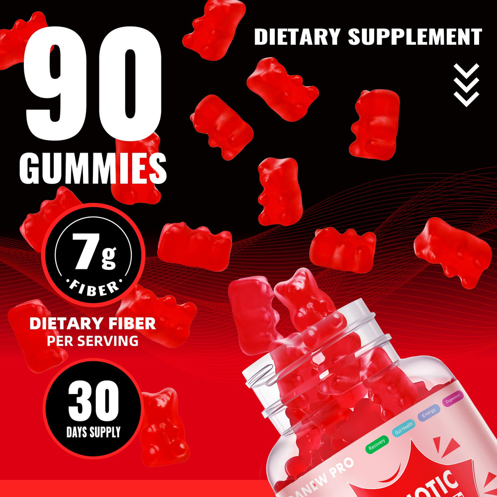 DANEW Pro gummy texture closeup emphasizes soft chew and strawberry flavor.